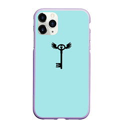 Чехол iPhone 11 Pro матовый Ключик к замочку голубой, цвет: 3D-светло-сиреневый