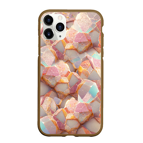 Чехол iPhone 11 Pro матовый Текстура розового мрамора на камнях / 3D-Коричневый – фото 1