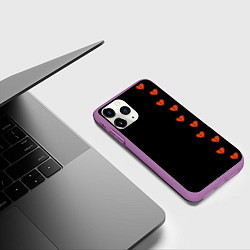 Чехол iPhone 11 Pro матовый Дорожка разбитых сердец - темный, цвет: 3D-фиолетовый — фото 2