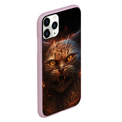 Чехол iPhone 11 Pro матовый Огненный кот, цвет: 3D-розовый — фото 2