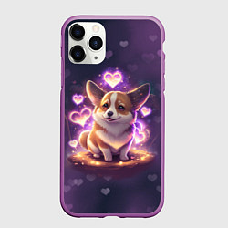 Чехол iPhone 11 Pro матовый Любимый корги, цвет: 3D-фиолетовый