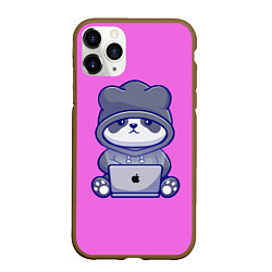 Чехол iPhone 11 Pro матовый Розовая яблочная панда, цвет: 3D-коричневый