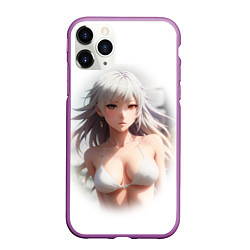 Чехол iPhone 11 Pro матовый Аниме девушка красивая