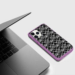 Чехол iPhone 11 Pro матовый Черно-белый модерн узор, цвет: 3D-фиолетовый — фото 2
