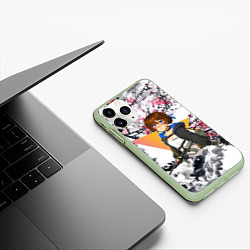 Чехол iPhone 11 Pro матовый Девушка с AUG, цвет: 3D-салатовый — фото 2