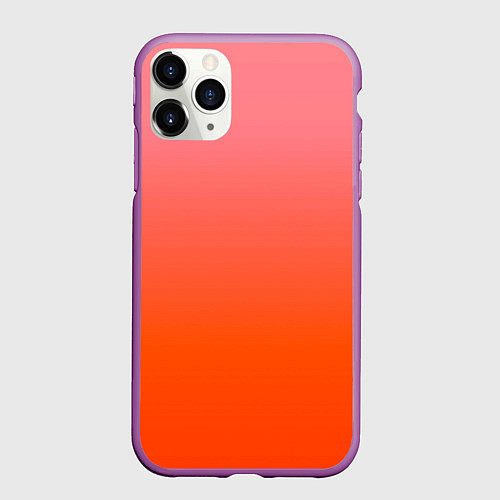 Чехол iPhone 11 Pro матовый Оранжево-розовый градиент / 3D-Фиолетовый – фото 1