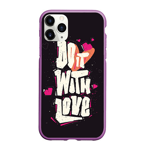 Чехол iPhone 11 Pro матовый Do it with love / 3D-Фиолетовый – фото 1