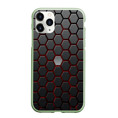 Чехол iPhone 11 Pro матовый Броня из стали / 3D-Салатовый – фото 1