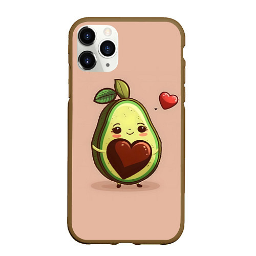 Чехол iPhone 11 Pro матовый Влюбленная авокадо - парные / 3D-Коричневый – фото 1