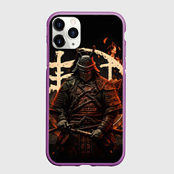 Чехол iPhone 11 Pro матовый Самурай и иероглифы