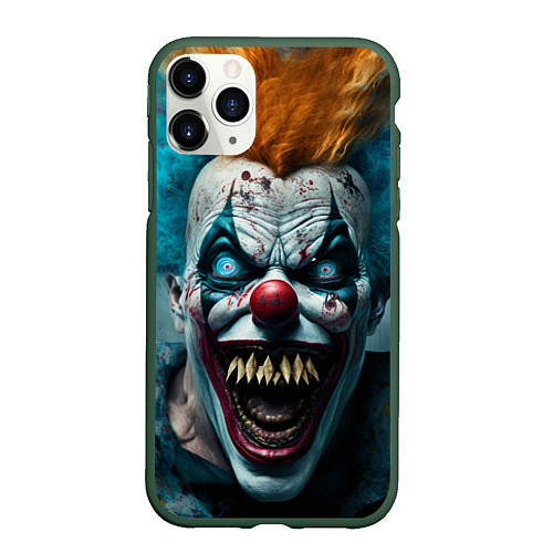 Чехол iPhone 11 Pro матовый Бешенный клоун / 3D-Темно-зеленый – фото 1