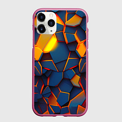 Чехол iPhone 11 Pro матовый Плитки со свечением, цвет: 3D-малиновый