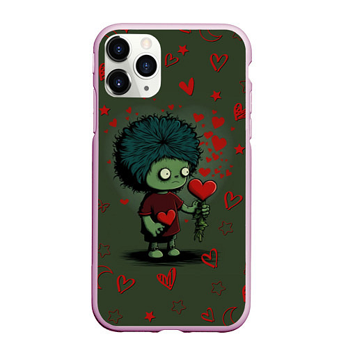 Чехол iPhone 11 Pro матовый Возьми сердце / 3D-Розовый – фото 1