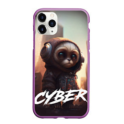 Чехол iPhone 11 Pro матовый Cyber animal, цвет: 3D-фиолетовый