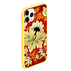 Чехол iPhone 11 Pro матовый Нежный цветок хохлома, цвет: 3D-желтый — фото 2