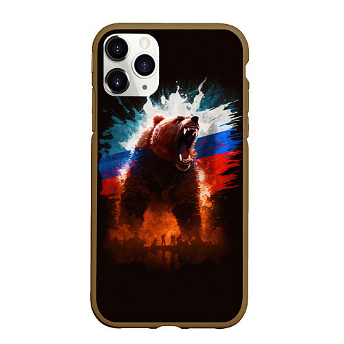 Чехол iPhone 11 Pro матовый Ярость Медведя / 3D-Коричневый – фото 1