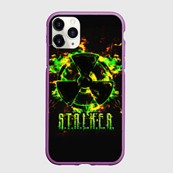Чехол iPhone 11 Pro матовый S T A L K E R yellow-green fire, цвет: 3D-фиолетовый