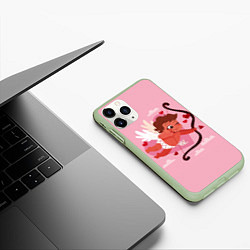 Чехол iPhone 11 Pro матовый Маленький амур с луком, цвет: 3D-салатовый — фото 2