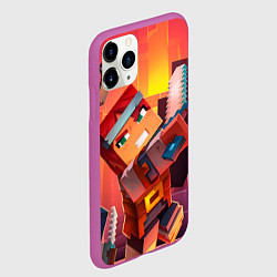 Чехол iPhone 11 Pro матовый Minecraft воин с мечом, цвет: 3D-фиолетовый — фото 2