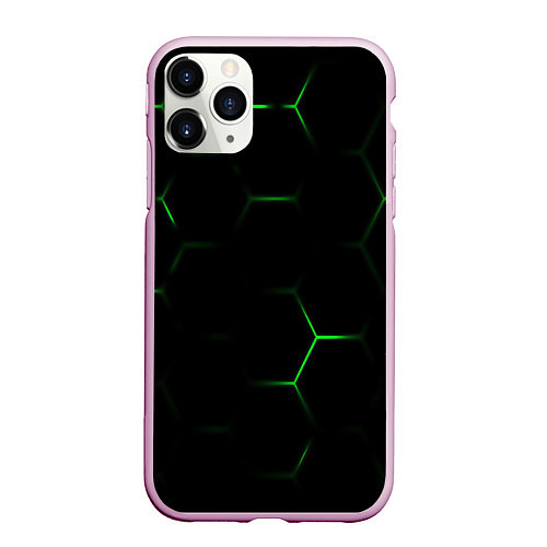 Чехол iPhone 11 Pro матовый Соты бронированный стиль / 3D-Розовый – фото 1