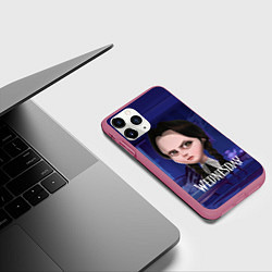 Чехол iPhone 11 Pro матовый Уэнсдэй фан арт, цвет: 3D-малиновый — фото 2