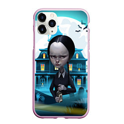 Чехол iPhone 11 Pro матовый Семейка Аддамс - старый замок, цвет: 3D-розовый