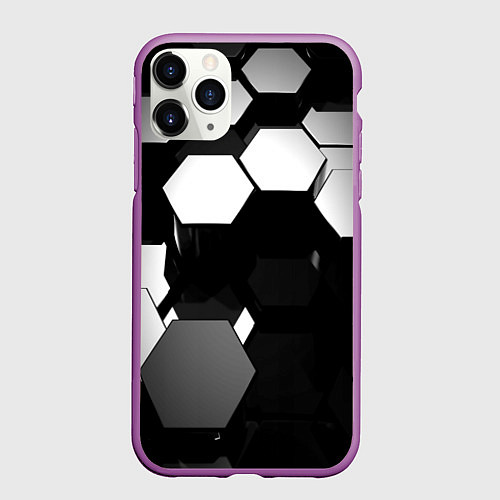 Чехол iPhone 11 Pro матовый Хромированная броня сталь / 3D-Фиолетовый – фото 1
