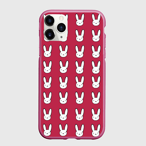 Чехол iPhone 11 Pro матовый Bunny Pattern red / 3D-Малиновый – фото 1