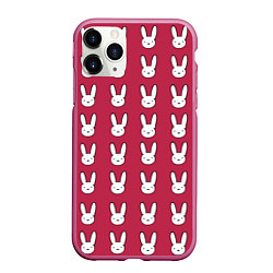 Чехол iPhone 11 Pro матовый Bunny Pattern red, цвет: 3D-малиновый