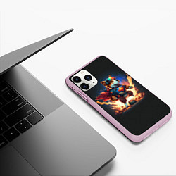 Чехол iPhone 11 Pro матовый Супер корги, цвет: 3D-розовый — фото 2