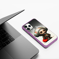 Чехол iPhone 11 Pro матовый Cute Space, цвет: 3D-фиолетовый — фото 2