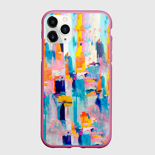 Чехол iPhone 11 Pro матовый Живописные мазки краски / 3D-Малиновый – фото 1