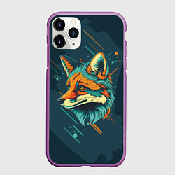 Чехол iPhone 11 Pro матовый Загадочный лис, цвет: 3D-фиолетовый