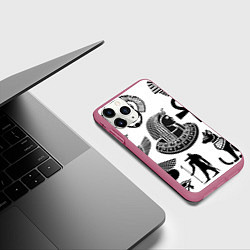 Чехол iPhone 11 Pro матовый Египетские знаки, цвет: 3D-малиновый — фото 2