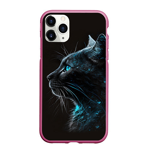 Чехол iPhone 11 Pro матовый Кошечка с голубыми глазами / 3D-Малиновый – фото 1