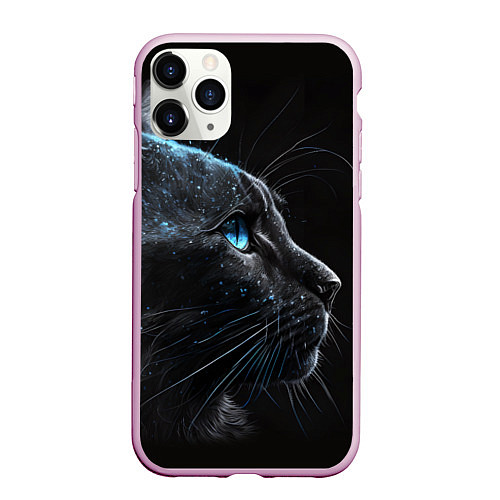 Чехол iPhone 11 Pro матовый Кошечка с голубыми глазками / 3D-Розовый – фото 1