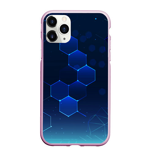 Чехол iPhone 11 Pro матовый Абстрактная сетка / 3D-Розовый – фото 1