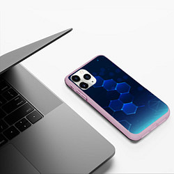 Чехол iPhone 11 Pro матовый Абстрактная сетка, цвет: 3D-розовый — фото 2