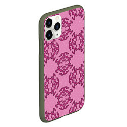 Чехол iPhone 11 Pro матовый Розовая витиеватая загогулина, цвет: 3D-темно-зеленый — фото 2