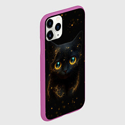 Чехол iPhone 11 Pro матовый Черный котенок с желтыми глазами - нейросеть, цвет: 3D-фиолетовый — фото 2
