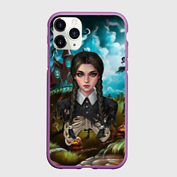 Чехол iPhone 11 Pro матовый Нарисованная дочь Уэнздей