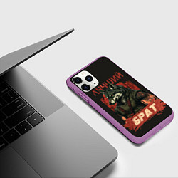 Чехол iPhone 11 Pro матовый Сильный волк лучший брат, цвет: 3D-фиолетовый — фото 2
