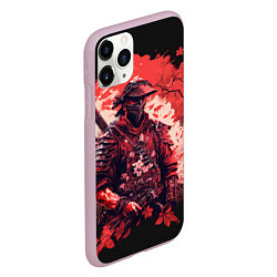 Чехол iPhone 11 Pro матовый Самурай среди листьев, цвет: 3D-розовый — фото 2