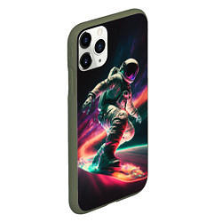 Чехол iPhone 11 Pro матовый Cosmonaut space surfing, цвет: 3D-темно-зеленый — фото 2