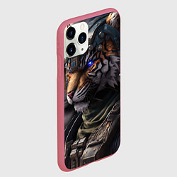 Чехол iPhone 11 Pro матовый Battle Tiger, цвет: 3D-малиновый — фото 2