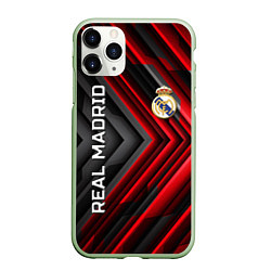 Чехол iPhone 11 Pro матовый Real Madrid art, цвет: 3D-салатовый