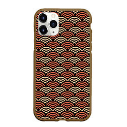 Чехол iPhone 11 Pro матовый Японский оранжевый паттерн, цвет: 3D-коричневый