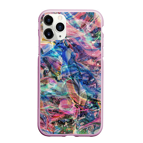 Чехол iPhone 11 Pro матовый Слияние красок / 3D-Розовый – фото 1