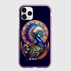 Чехол iPhone 11 Pro матовый Синяя птица арт, цвет: 3D-фиолетовый
