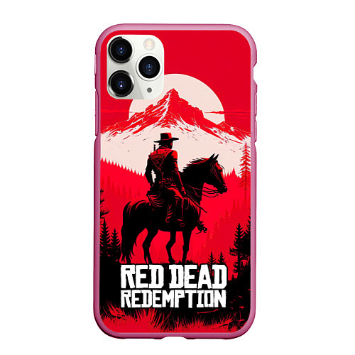 Чехол iPhone 11 Pro матовый Red Dead Redemption, mountain / 3D-Малиновый – фото 1